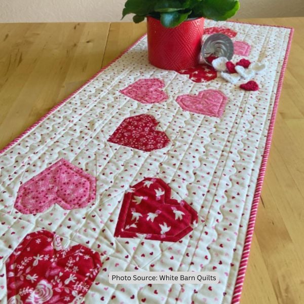 Heart Table Runner Quilt Idea from White Barn Quilts