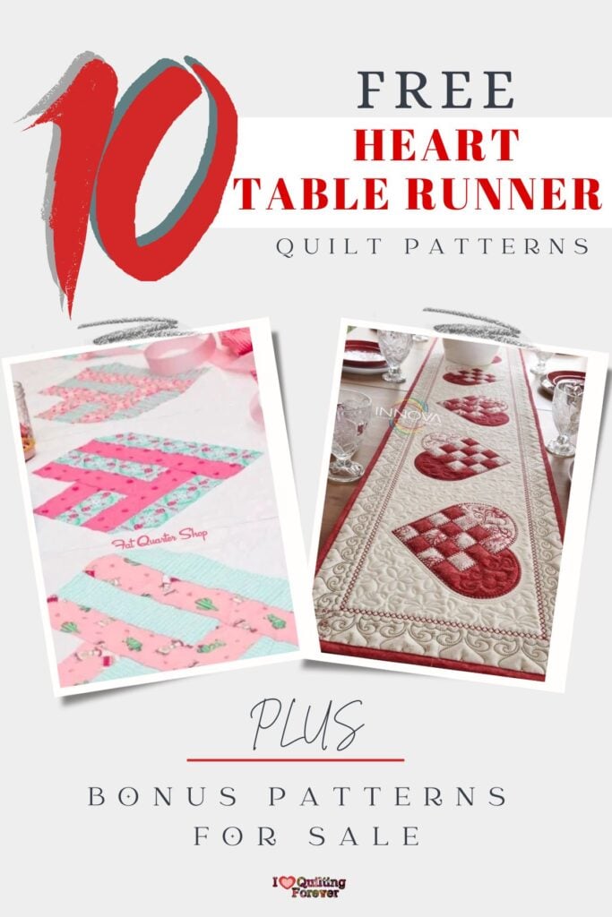 Heart Table Runner Quilt Patterns Roundup 1 ILQF Pinterest