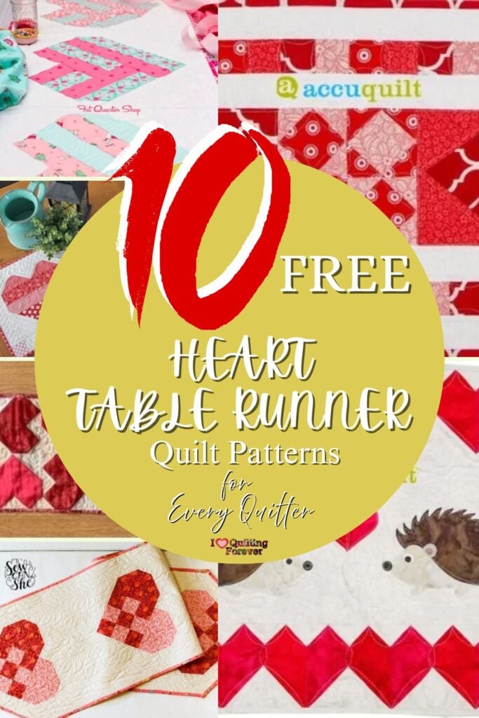 Heart Table Runner Quilt Patterns Roundup 4 ILQF Pinterest