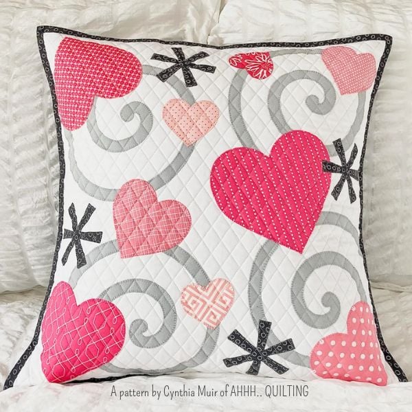 Hearts & Swirls Quilted Pillow Pattern - etsy