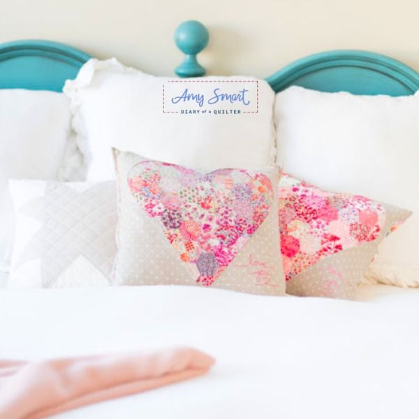 Liberty Hexagon Heart Pillow - free quilt pattern