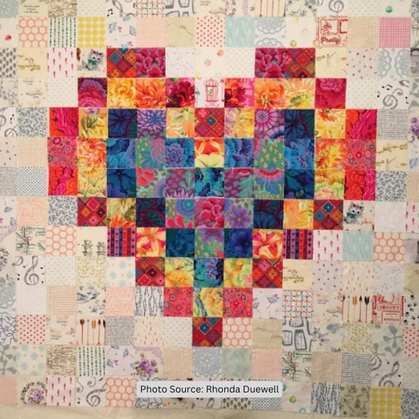 Pixelated Heart Quilt Idea from Rhonda Duewell