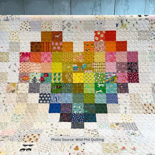 Pixelated Heart Quilt Idea from Wild Phil Quilting