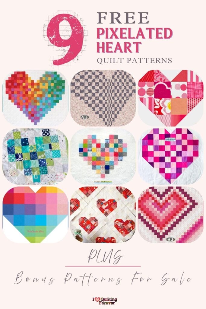 Pixelated Heart Quilt Patterns Roundup 2 ILQF Pinterest