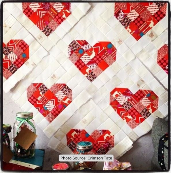 Scrappy Heart Block - free quilt pattern
