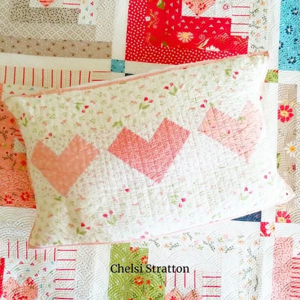 Scrappy Heart Pillow - free quilt pattern