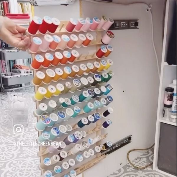 Sliding Thread Rack Hack - Small Sewing Room Organization Secrets