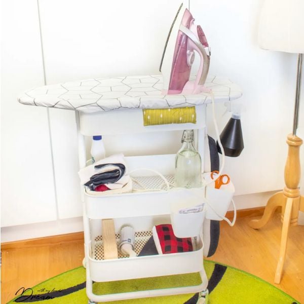 The Rolling Pressing Station - IKEA Hacks for Organizing a Sewing Room on a Budget