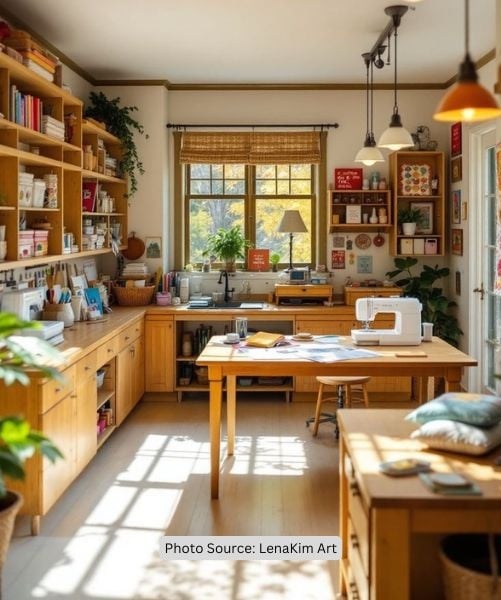 Warm Wood & Greenery - Dream Sewing Rooms