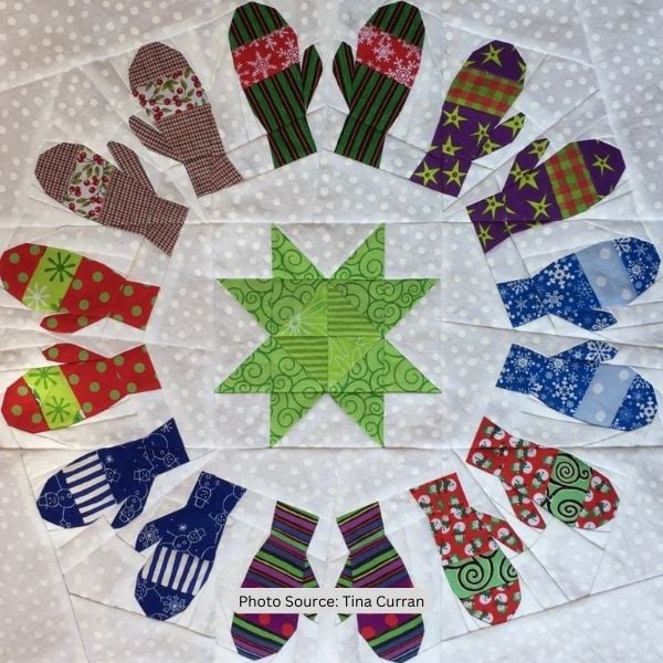 Wreath-o-rama Mittens Quilt Block Pattern - etsy