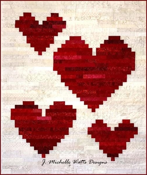 Four of Hearts Strip Quilt Pattern - etsy