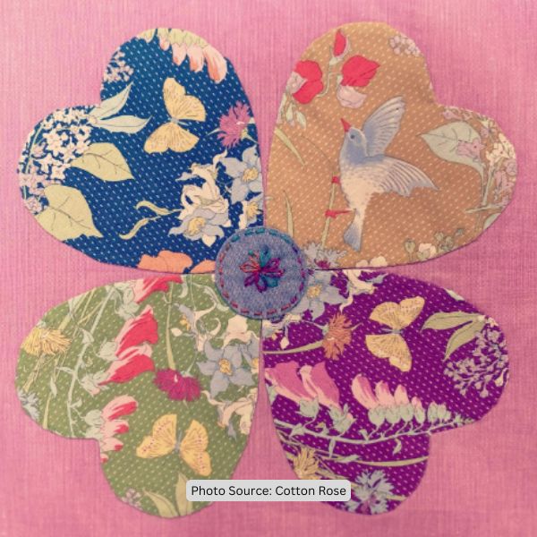 Heart Flower Quilt Idea from Cotton Rose