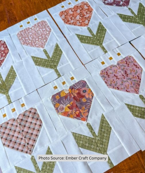 Heart Flower Quilt Idea from Ember Craft Company