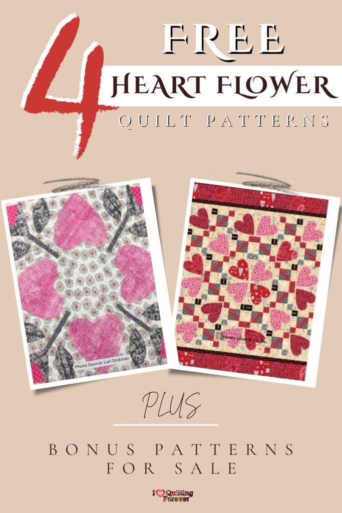 Heart Flower Quilt Patterns Roundup 3 ILQF Pinterest
