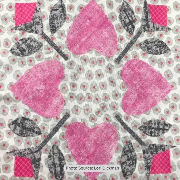 Hearts & Flowers Scrappy Block - free quilt pattern
