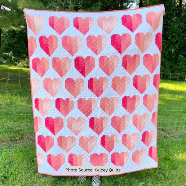 Ombre Heart Quilt Idea from Kelcey Quilts