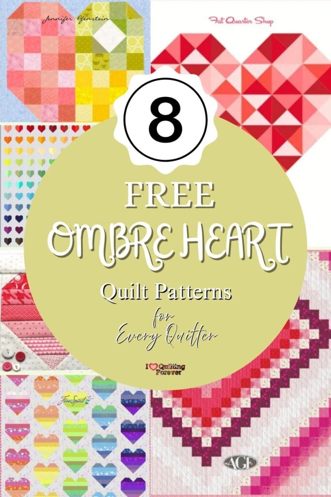 Ombre Heart Quilt Patterns Roundup 1 ILQF Pinterest