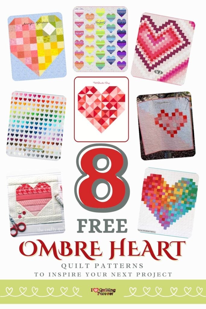 Ombre Heart Quilt Patterns Roundup 4 ILQF Pinterest