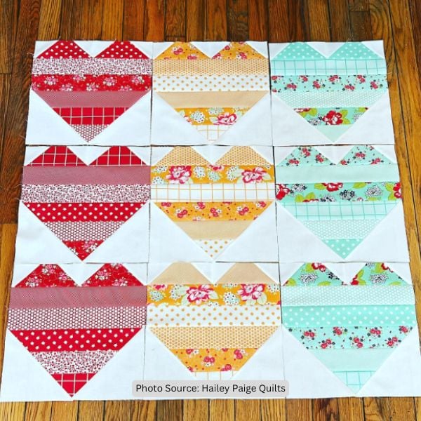 Strip Heart Quilt Idea from Hailey Paige Quilts