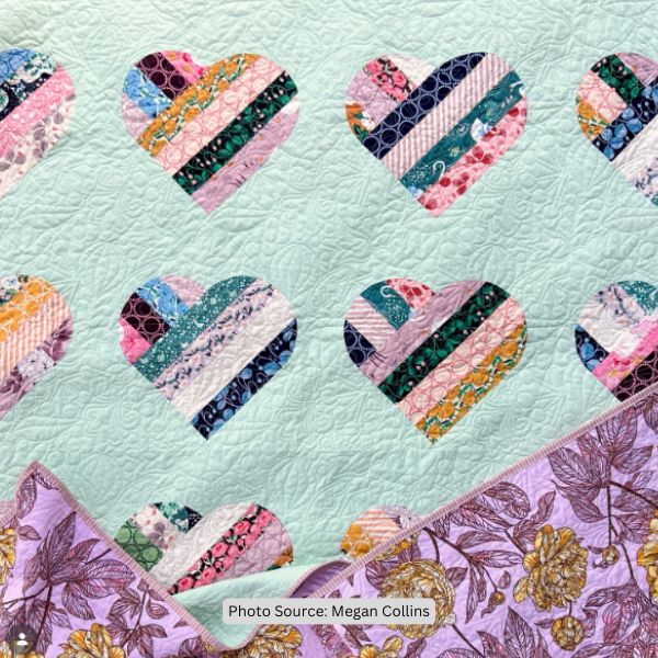 Strip Heart Quilt Idea from Megan Collins