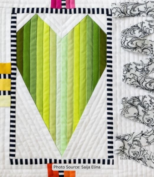 Strip Heart Quilt Idea from Saija Elina