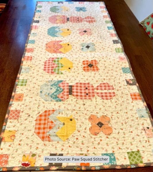 Easter Table Runner Quilt Idea from Paw Squad Stitcher