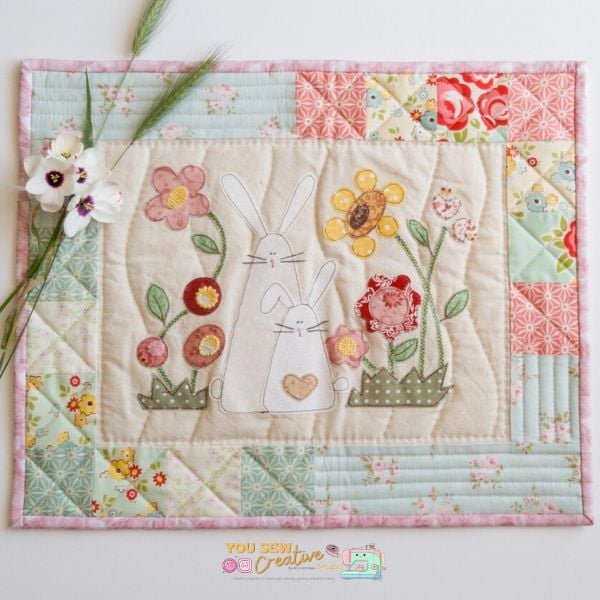 Spring Bunnies & Flowers Mini Quilt Pattern - etsy