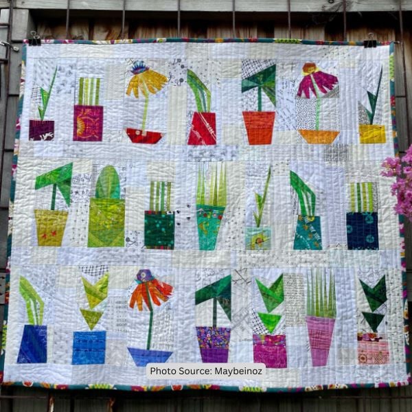 Potted Plant Quilt Idea from Maybeinoz