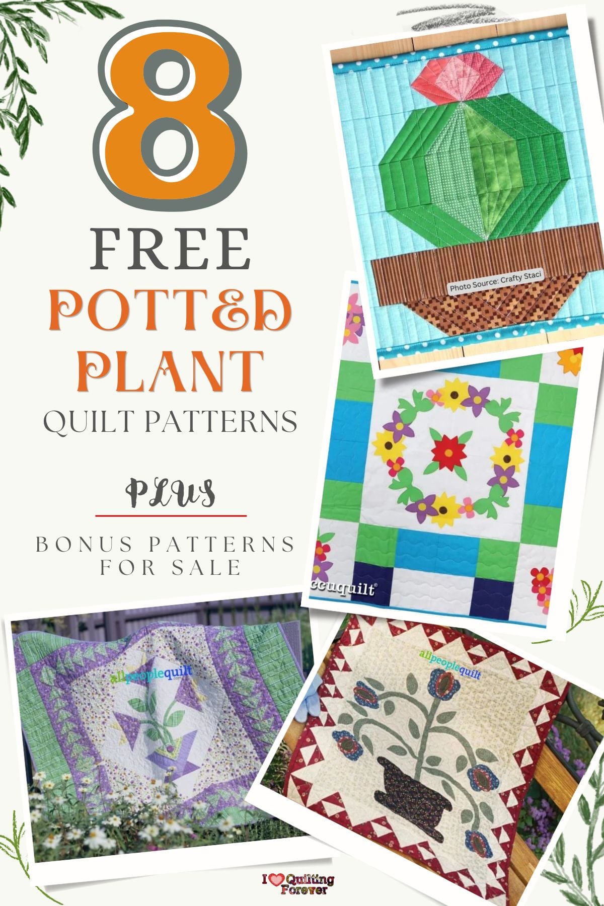 Potted Plant Quilt Patterns Roundup 3 ILQF Pinterest