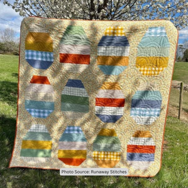 Stripey Egg Quilt Idea from Runaway Stitches