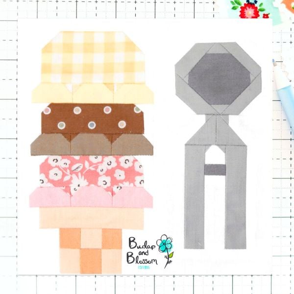 Triple Scoop Ice Cream Cone Quilt Block Pattern - etsy