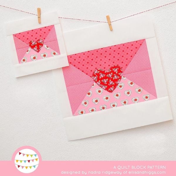Love Note Envelope Quilt Block Pattern - etsy
