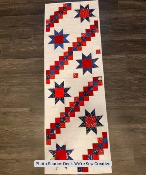 Patriotic Table Runner Quilt Idea from Dee's We're Sew Creative
