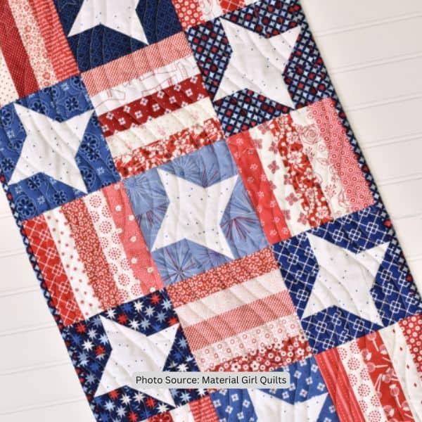 Patriotic Table Runner Quilt Idea from Material Girl Quilts
