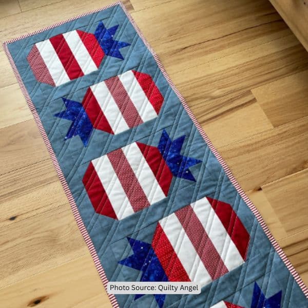 Patriotic Table Runner Quilt Idea from Quilty Angel