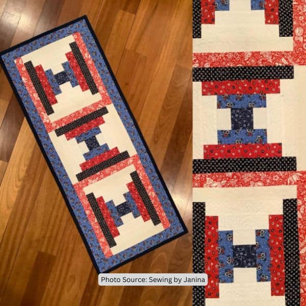 Patriotic Table Runner Quilt Idea from Sewing by Janina
