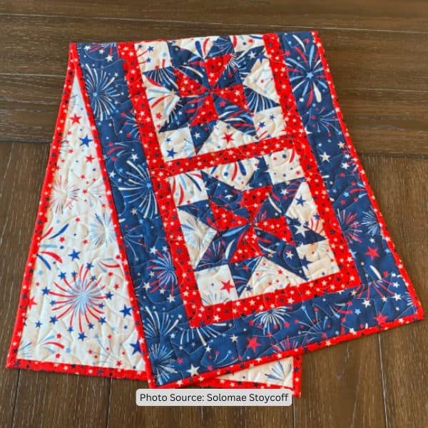 Patriotic Table Runner Quilt Idea from Solomae Stoycoff