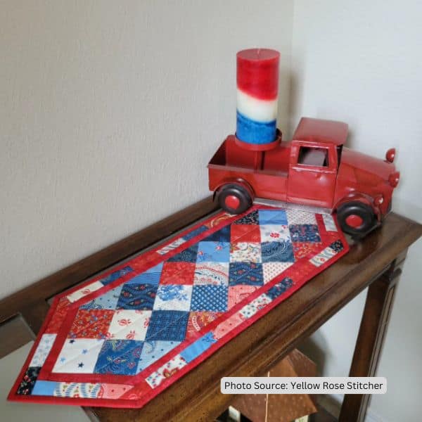 Patriotic Table Runner Quilt Idea from Yellow Rose Stitcher