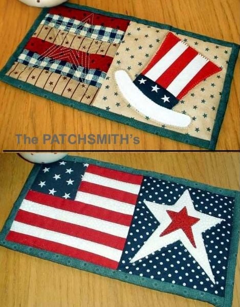 Stars Stripes and Uncle Sam Mug Rug Quilt Pattern Pack - etsy
