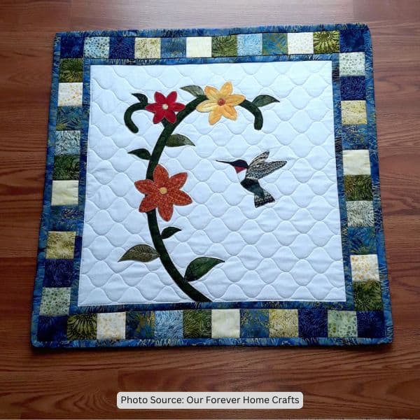 Appliqued Hummingbird Table Topper Quilt Pattern
