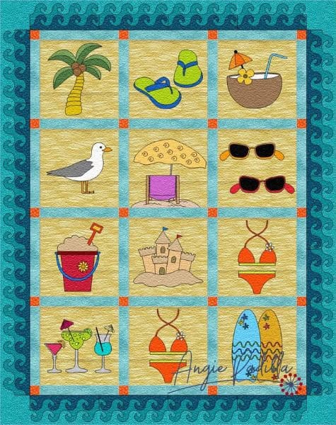 Beach Day Applique Quilt Pattern - etsy