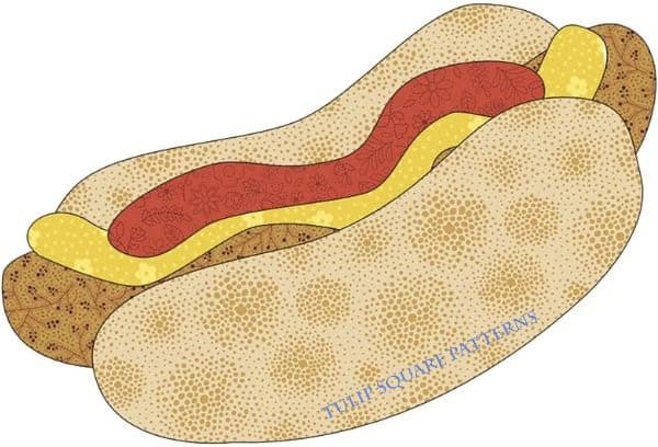 Hot Dog Appliqué Block - free quilt pattern