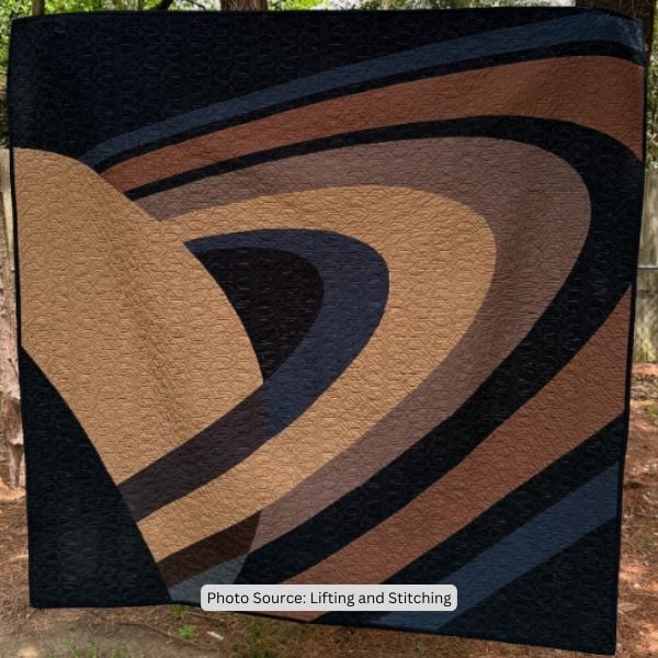 Planet Quilt Idea from Lifting and Stitching