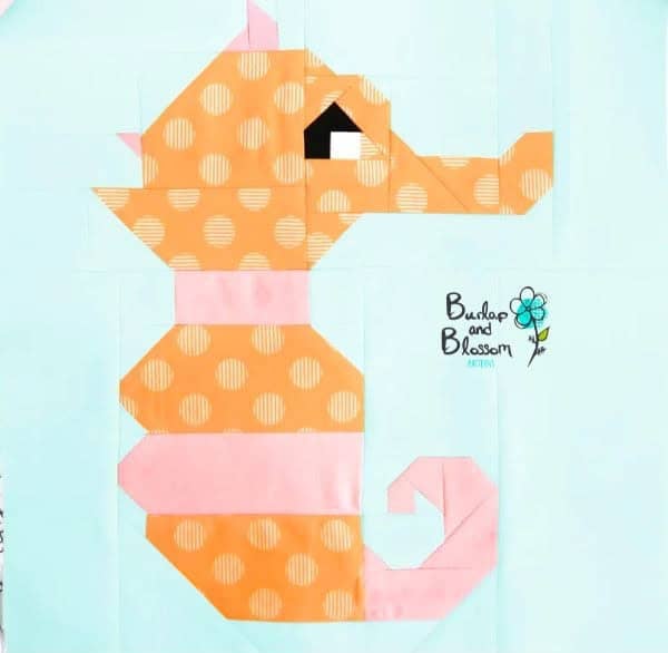 Seahorse Summer Quilt Block Pattern - etsy