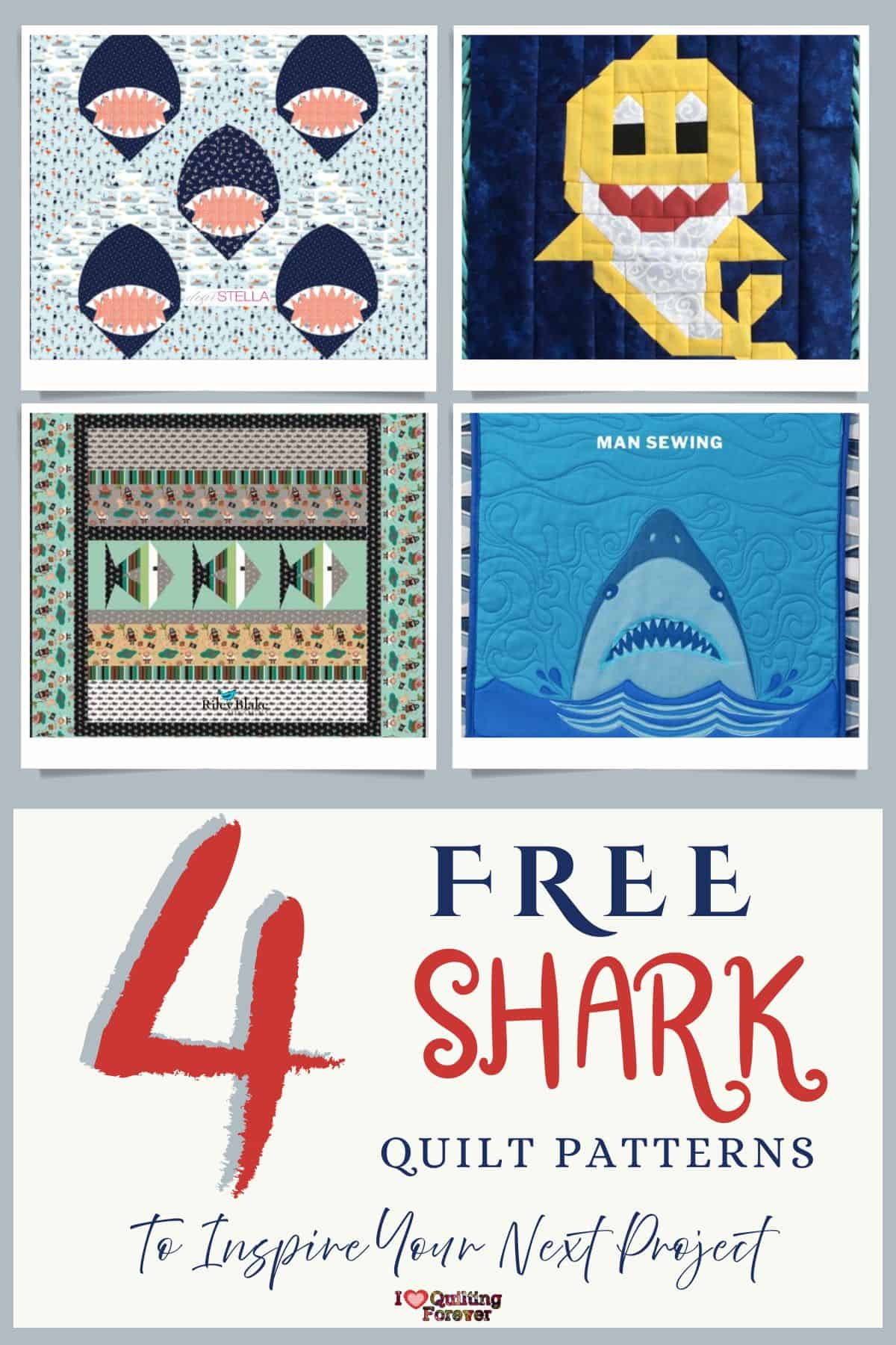 Shark Quilt Patterns Roundup 1 ILQF Pinterest