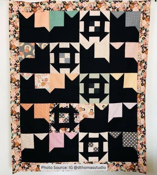Black Cat Quilt Idea from IG dthomasstudio