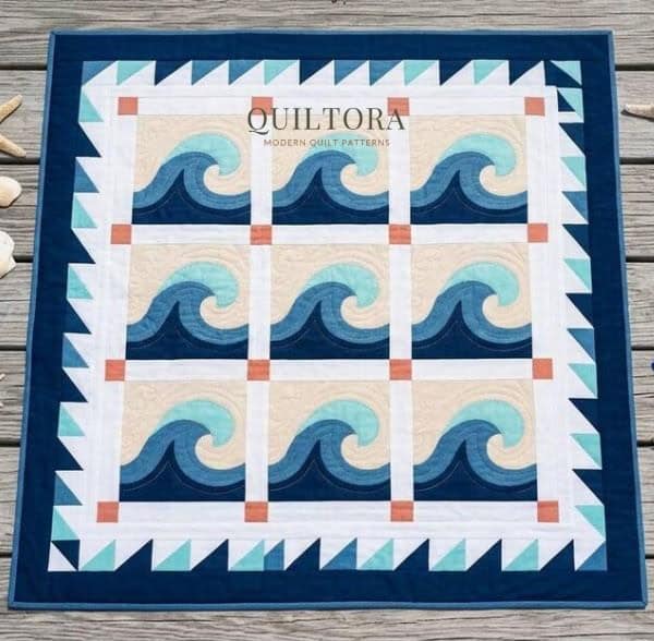 Coastal Beach Wave Quilt Pattern - etsy