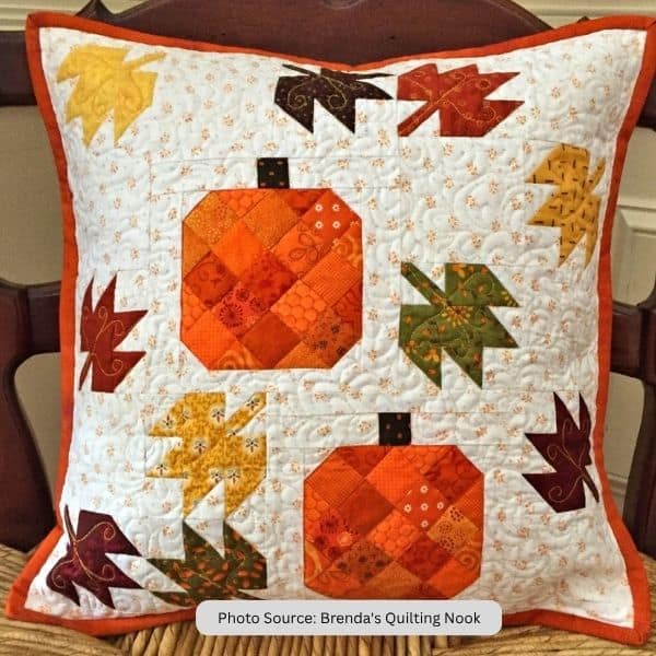 Scattered Leaves And Pumpkins Pillow Quilt Pattern - etsy paid