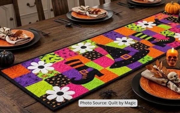 Witchy Hats & Shoes Halloween Table Runner Quilt Pattern - etsy