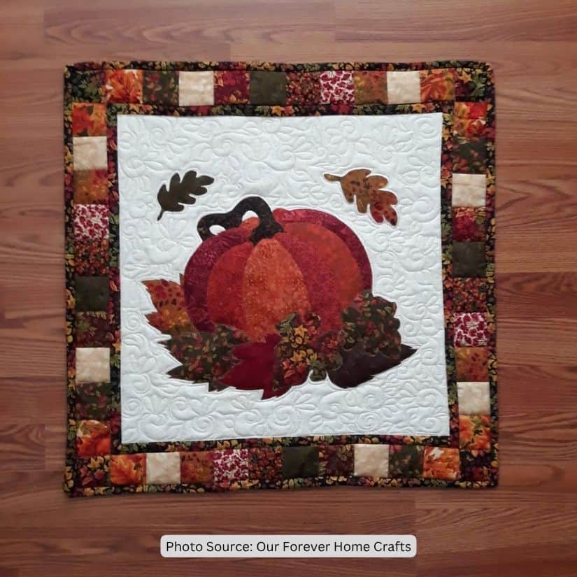 Autumn Pumpkin And Leaves Quilt Pattern- etsy